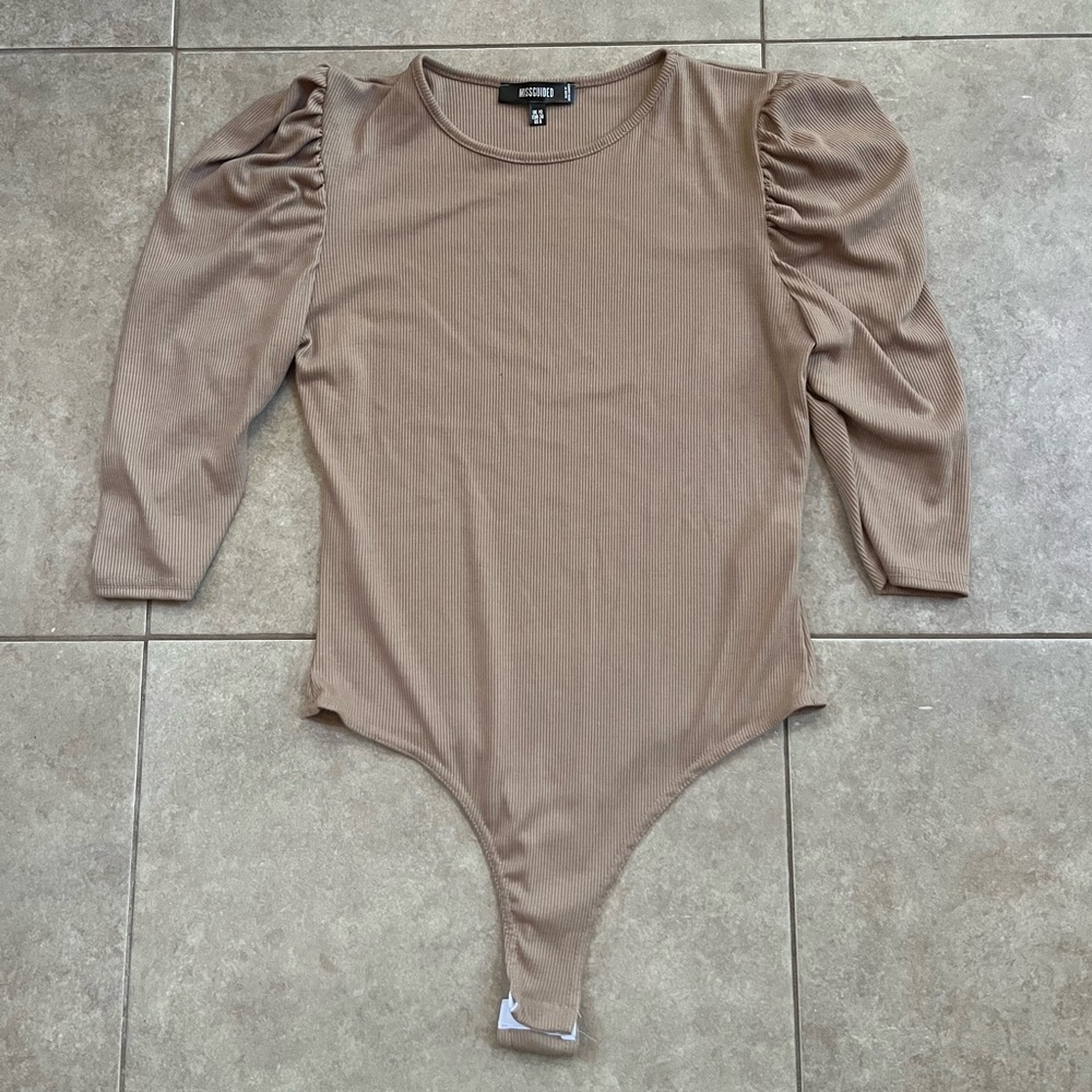 Missguided size 6 rippedd puff sleeve bodysuit one piece